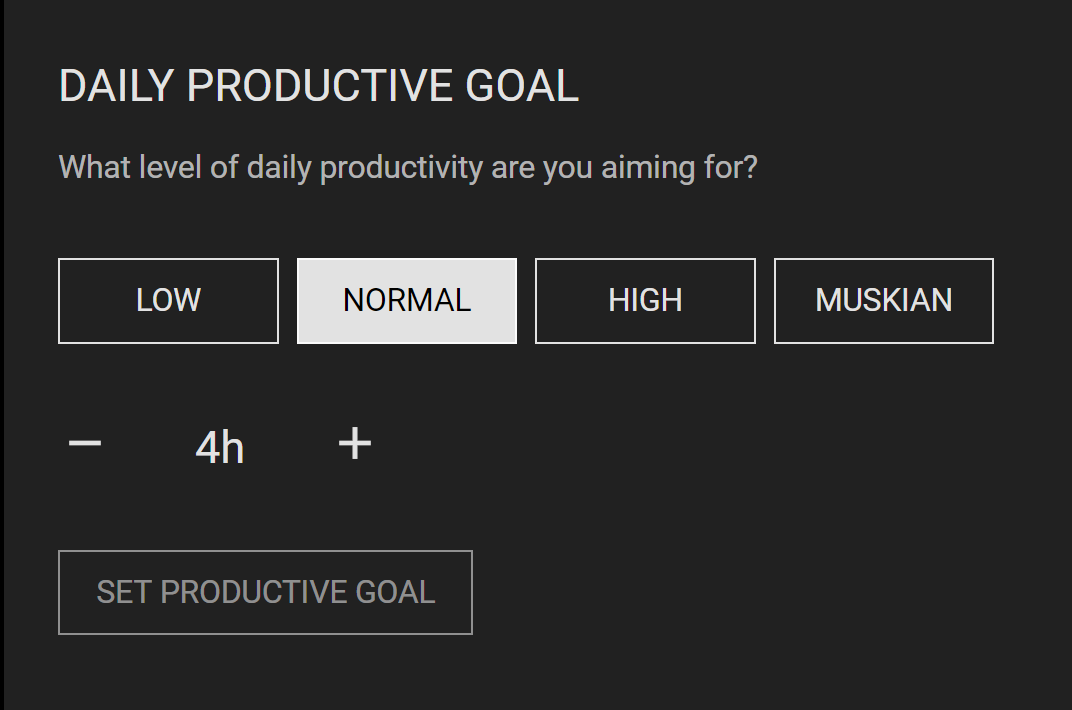 Simplified goals feature